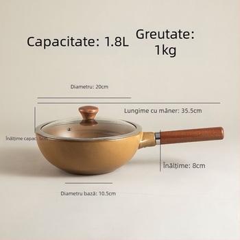 Oală de gătit ceramică fără strat, cu mâner, antiaderentă și rezistentă la temperaturi înalte