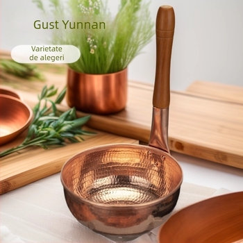 Oală cupru de 20 cm pentru tăiței de orez și hot pot cu carne de vită, gătire la aburi, fără capac, 1,1–2 L, compatibil aragaz pe gaz