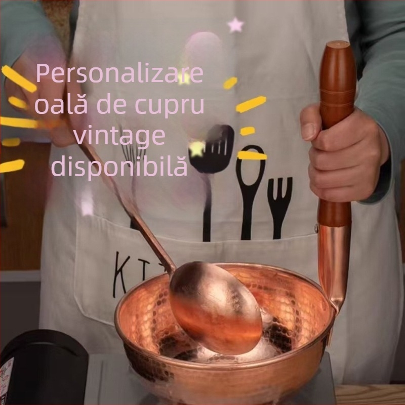 Oală cupru de 20 cm pentru tăiței de orez și hot pot cu carne de vită, gătire la aburi, fără capac, 1,1–2 L, compatibil aragaz pe gaz