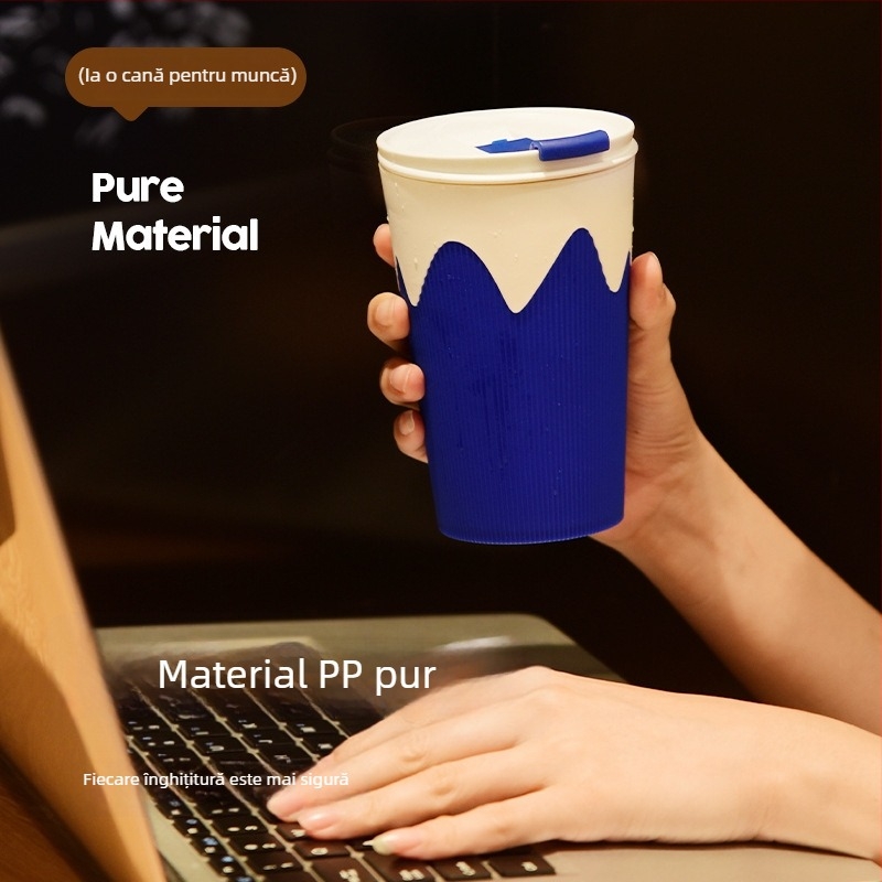 Cană de cafea cu capac pentru băut direct, cană pentru cuplu cu pai, portabilă pentru mașină, cană detașabilă pentru băuturi reci, cadou