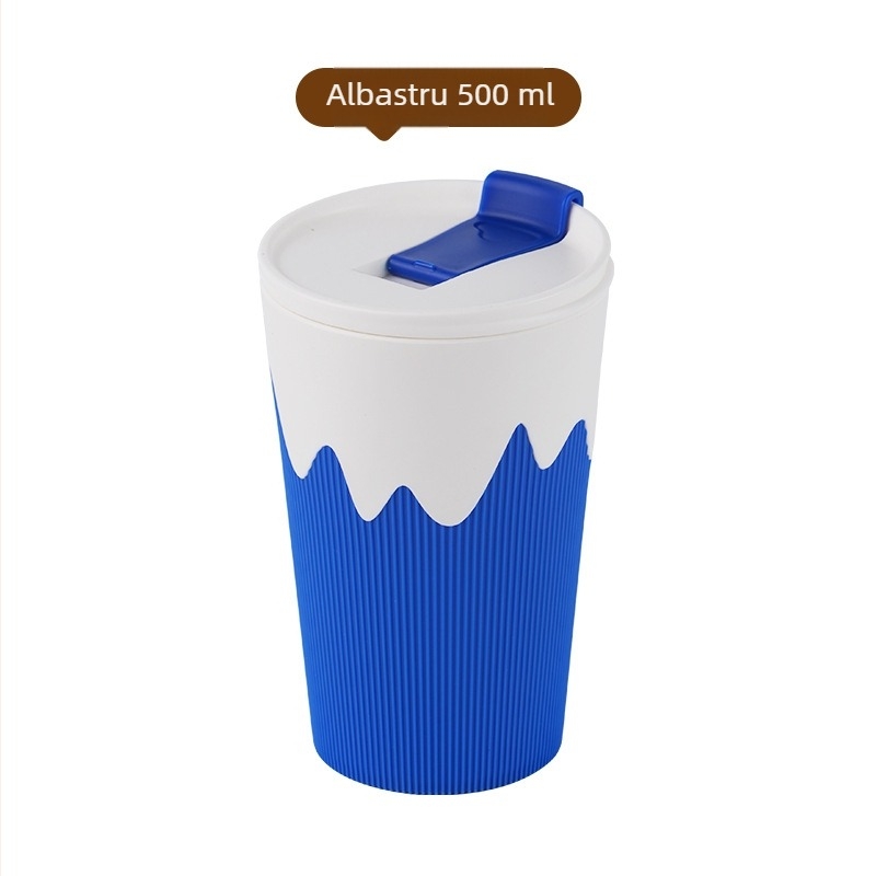 Cană de cafea cu capac pentru băut direct, cană pentru cuplu cu pai, portabilă pentru mașină, cană detașabilă pentru băuturi reci, cadou