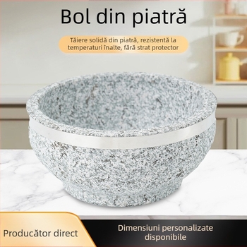 Bol din piatră naturală, șlefuit, gros și durabil