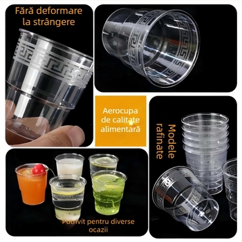 Pahar de unică folosință din plastic rigid, stil avionic, design îngroșat, 50 buc