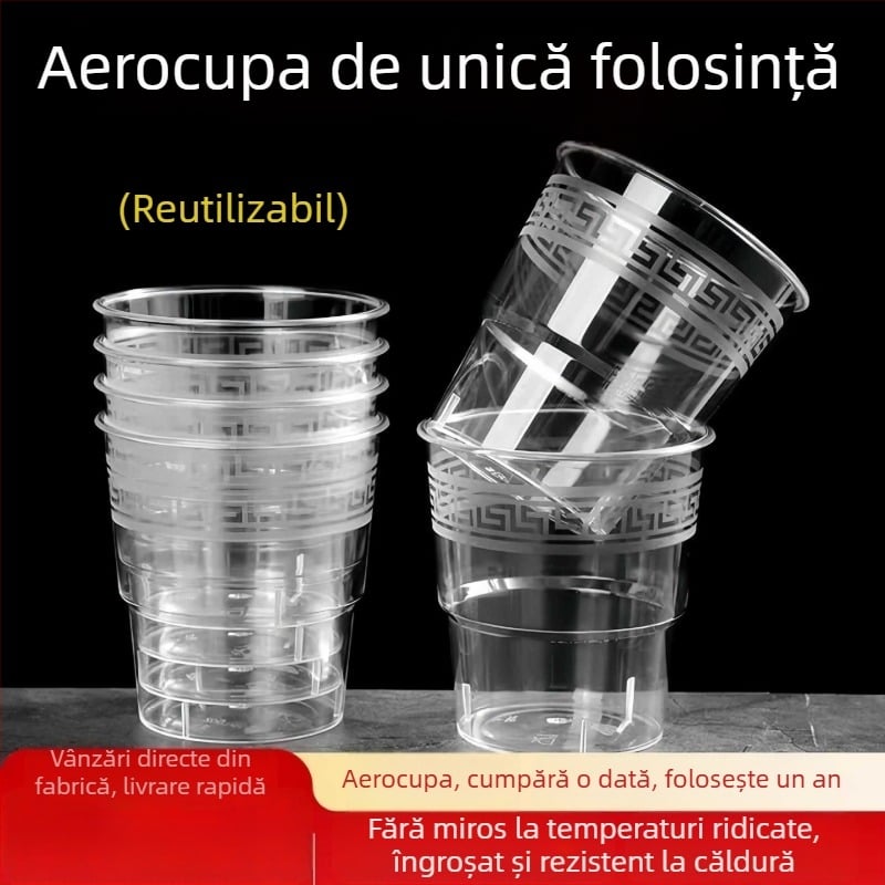 Pahar de unică folosință din plastic rigid, stil avionic, design îngroșat, 50 buc