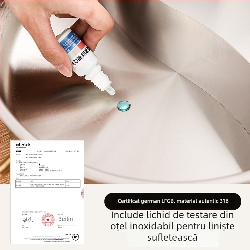 Oală de supă din oțel inoxidabil 316L, îngroșată, pentru uz casnic, cu bază din cinci straturi, diametrul 32 cm, capacitate 2,1–3 L, compatibilă cu plita cu inducție.