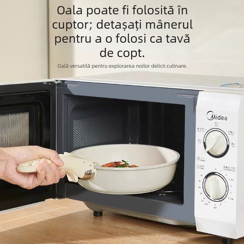 Set de vase ceramice pentru gospodărie cu mâneri detașabile, vase antiaderente din piatră Maifan, tigaie, oală de supă, oală pentru lapte, set complet de oale
