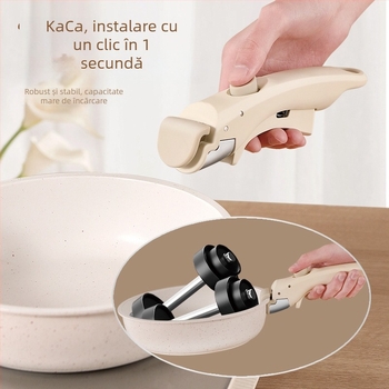 Set de vase cu mâner detașabil – wok antiaderent, tigaie, oală de supă și oale, set complet de bucătărie
