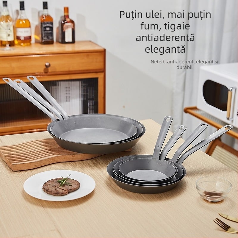 Tigaie din fontă cu fund plat, antiaderentă, mini tigăi pentru ouă, pentru camping și pentru steak
