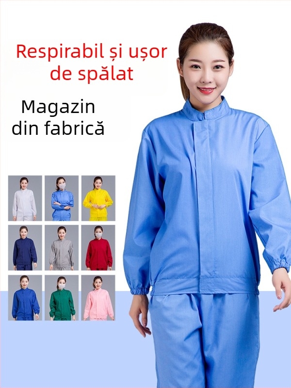 Set de haine de lucru cu mâneci lungi, respirabil, multicolor, fără praf, pentru fabrici alimentare și spații de producție