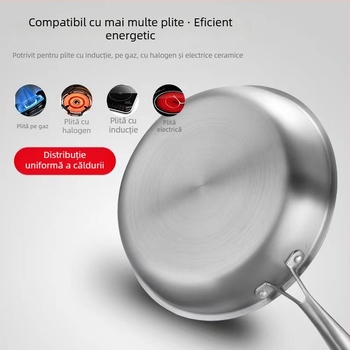 Tigaie wok din oțel inoxidabil, cu suprafață honeycomb, bază plată, mâner unic, antiaderent, compatibil gaz și inducție, pentru steak