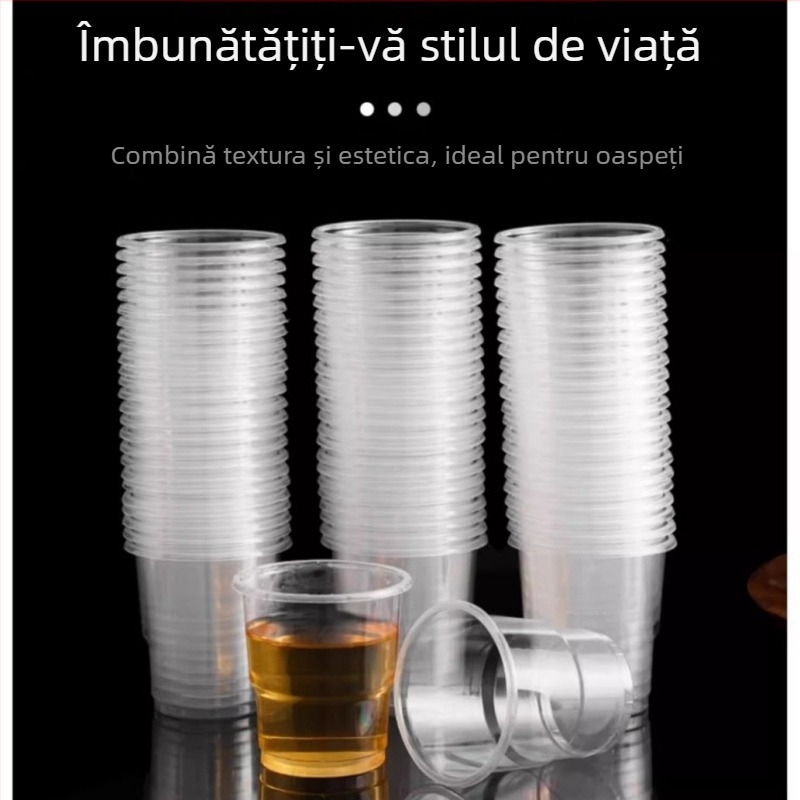 50 bucăți pahare de plastic de unică folosință, îngroșate, transparente, capacitate 201–300 ml, pentru uz casnic și la birou
