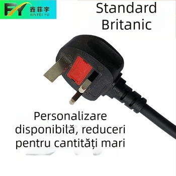 Cablu de alimentare cu trei pini, în stil britanic, 13A, cu cupru pur, conductor termostat pentru oală electrică/grill, priză plată