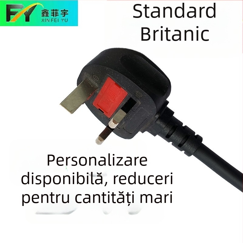 Cablu de alimentare cu trei pini, în stil britanic, 13A, cu cupru pur, conductor termostat pentru oală electrică/grill, priză plată