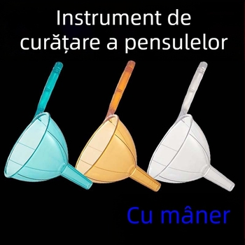 Unealtă de curățare a pensulelor de caligrafie cu mâner din plastic și pâlnie transparentă, potrivită pentru începători