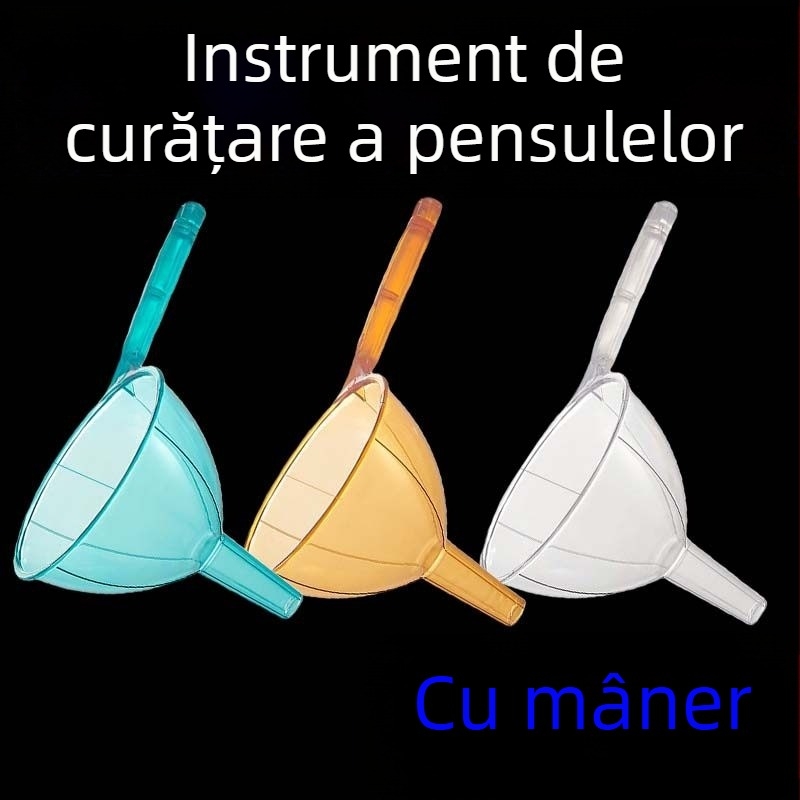 Unealtă de curățare a pensulelor de caligrafie cu mâner din plastic și pâlnie transparentă, potrivită pentru începători