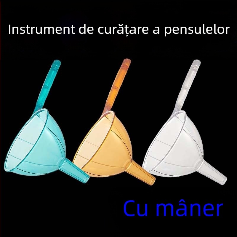 Unealtă de curățare a pensulelor de caligrafie cu mâner din plastic și pâlnie transparentă, potrivită pentru începători