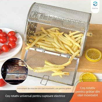 Cușcă rotativă pentru grătar din oțel inoxidabil, accesoriu cilindric pentru grătar