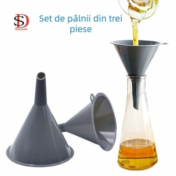 Pâlnie de bucătărie, set de trei piese, din plastic, pentru separarea lichidelor, pâlnie multifuncțională, pâlnie pentru ulei, pâlnie pentru vin și filtru