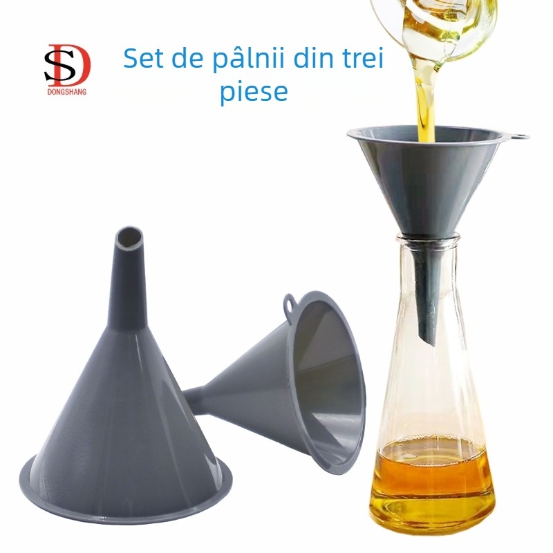 Pâlnie de bucătărie, set de trei piese, din plastic, pentru separarea lichidelor, pâlnie multifuncțională, pâlnie pentru ulei, pâlnie pentru vin și filtru