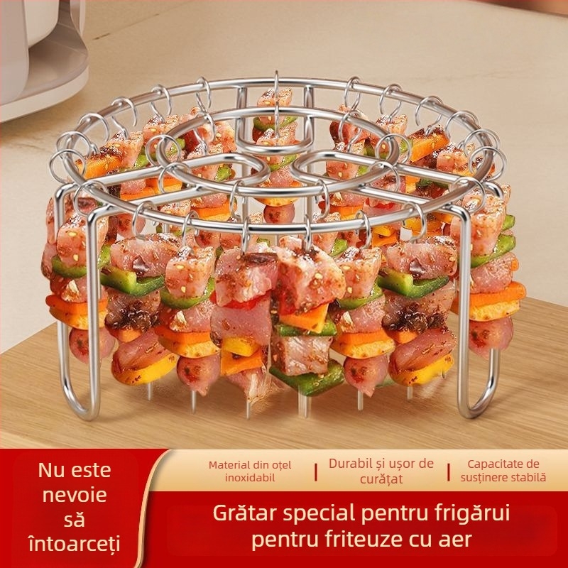 Suport U din oțel inoxidabil pentru frigărui, grătar vertical pentru barbecue, fără a fi necesar să rotești frigărui
