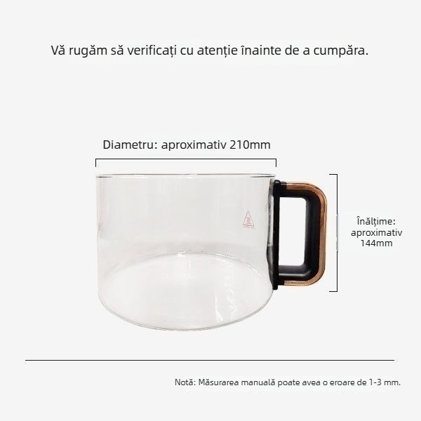 Leifei 5.5L vas interior din sticlă pentru friteuza cu aer, borosilikat înalt, transparent