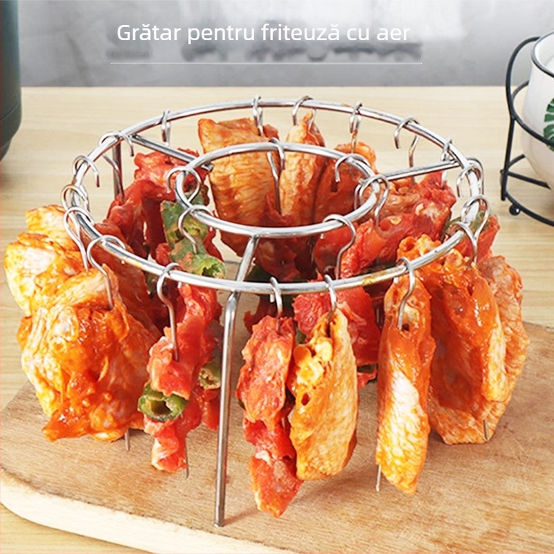 Raft de aburi din oțel inoxidabil, înălțat, pentru bucătărie, cuptor vertical, suport rotund pentru frigărui cu aer
