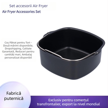 Coș pătrat pentru prăjitorul cu aer, compatibil cu friteuze pătrate de 3.8–8 qt