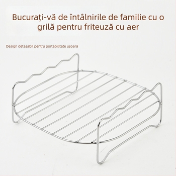 Grătar din oțel inoxidabil pentru gătit la grătar și aburi, accesorii cu două vase, accesorii multifuncționale pentru air fryer și grătar