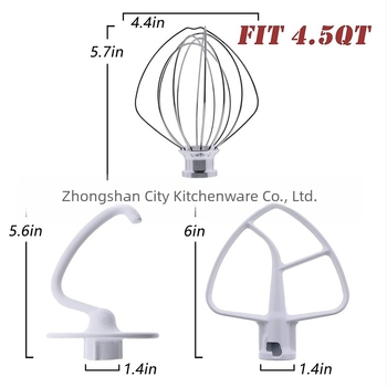 KitchenAid set accesorii pentru mașina de bucătărie: tel metalic pentru ouă K45WW, cârlig pentru aluat K45DH, tel de amestecare K45B