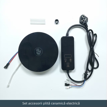 Set de accesorii pentru plită electrică ceramică pentru ceai, cu placă de încălzire și controler cu fir, incluzând componente din piatră și lemn