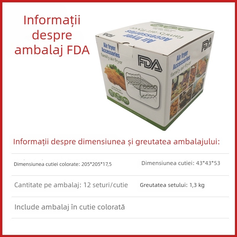 Set de accesorii pentru air fryer, 7/8 inch, 12 piese: forme pentru prăjituri și ustensile de copt, tavă de pizza