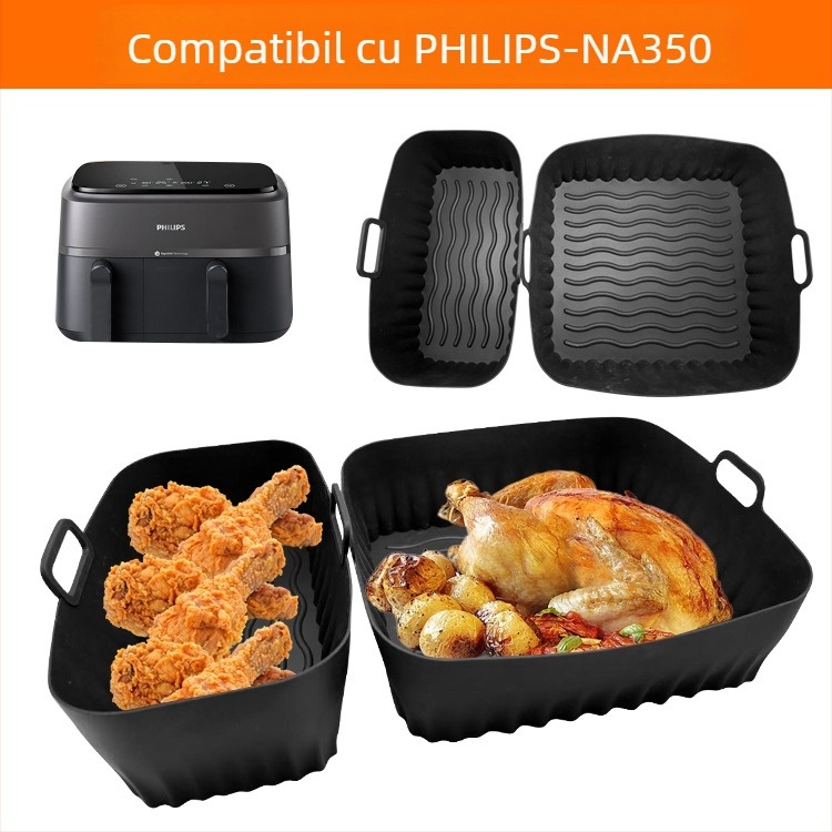 Set accesorii pentru friteuză cu aer NA350 – tăvi din silicon mari și mici și forme de copt