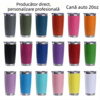 Pahar termic din oțel inoxidabil pentru mașină, 20 oz, cu pereți dubli și capac, termos pentru bere, capacitate mare