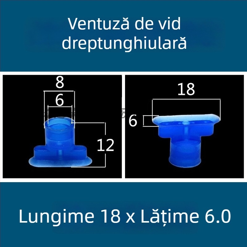 Cupă de vid pentru brațul robotic industrial, duză lungă, ovală, din silicon rezistent la temperaturi înalte, antistat.