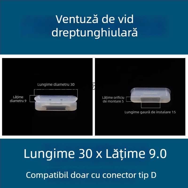 Cupă de vid pentru brațul robotic industrial, duză lungă, ovală, din silicon rezistent la temperaturi înalte, antistat.