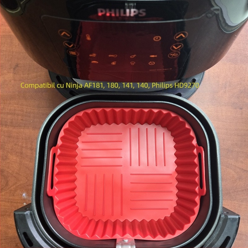 Set din silicon pentru tavă de copt și coș pentru friteuza cu aer – accesorii de gătit