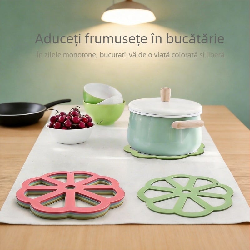 Covoraș din silicon decor, izolație termică, protecție împotriva arsurilor, rezistent la temperaturi înalte, pentru oale și cratițe, antiderapant, rezistent la zgârieturi, bucătărie din silicon