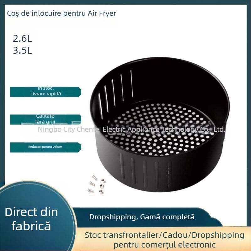 Accesorii pentru friteuza cu aer: placă din oțel laminat la rece, culoare albastru închis, cu strat antiaderent, include șurubelniță și șuruburi