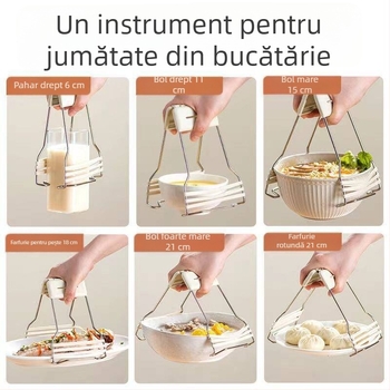 Clemă pentru boluri și farfurii, bucătărie, din oțel inoxidabil, antialunecare, izolație termică pentru aburi
