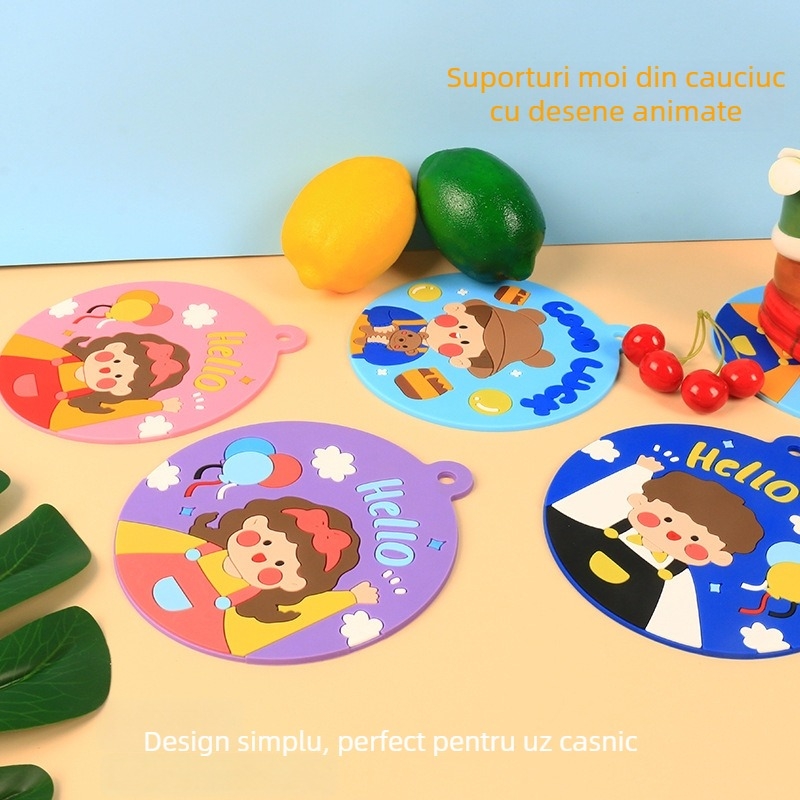 Suporturi din silicon rezistente la temperatură pentru vase și cești – antiaderente, impermeabile, rezistente la ulei, în forme rotunde, pătrate și neregulate, PVC suporturi personalizabile