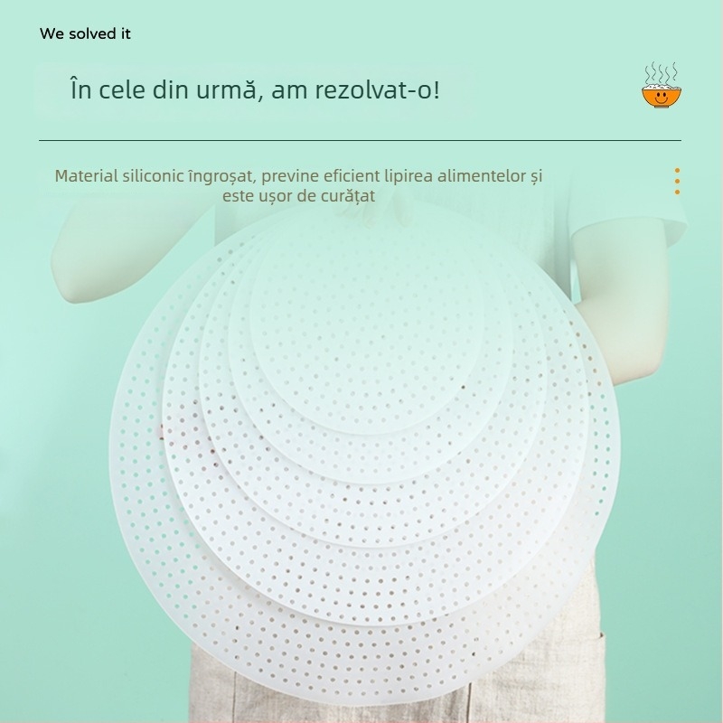 Covoraș din silicon pentru orez, grosime mărită, antiaderent, rezistent la temperaturi înalte, rotund