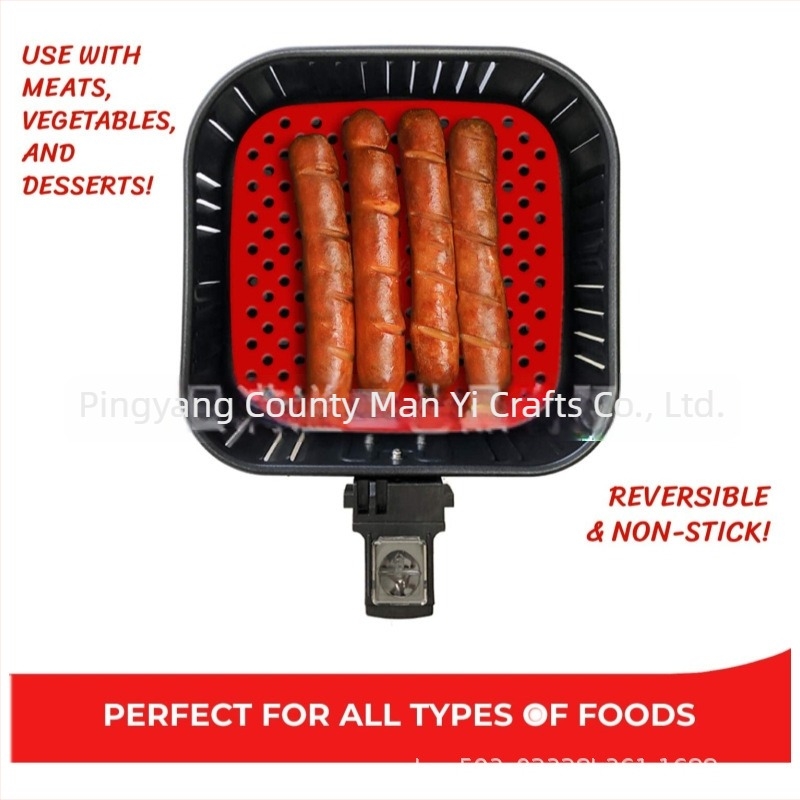 MY Padă din silicon pentru air fryer, protecție la arsură, rezistentă la temperaturi înalte, pentru oale și forme de coacere, pătrate și rotunde, dimensiuni 190×190 mm, 215×215 mm, 200×200 mm, 220×220 mm