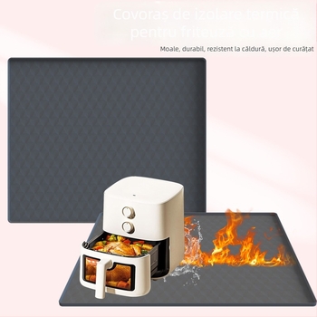 Covoraș din silicon rezistent la căldură pentru air fryer și blat de bucătărie – ignifug, izolație termică, pătrat