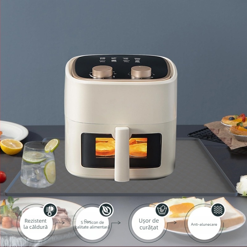 Covoraș din silicon rezistent la căldură pentru air fryer și blat de bucătărie – ignifug, izolație termică, pătrat