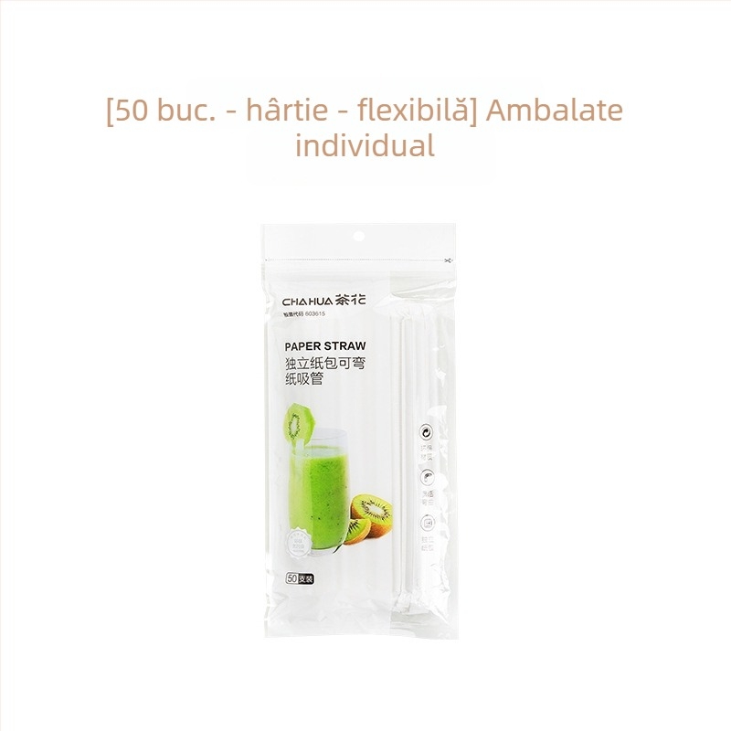 Camellia pai de hârtie, de unică folosință, ambalare individuală, flexibil, biodegradabil, cot de hârtie pentru băuturi și ceai cu lapte