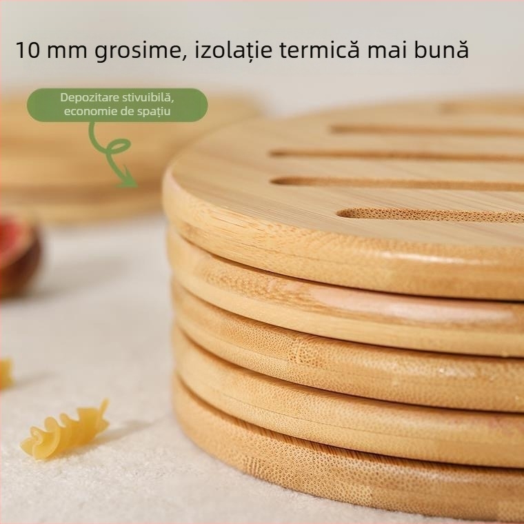 Covoraș termic din bambus pentru masă, protecție la arsură pentru farfurii și boluri, rezistent la temperaturi înalte