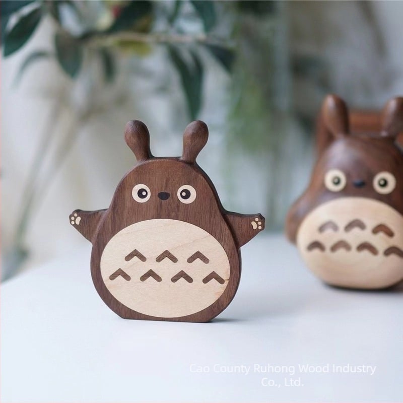Totoro Suport Rotund Din Lemn Masiv, Nuc Negru – Bază pentru Cești, Izolație Termică, Decor de Masă