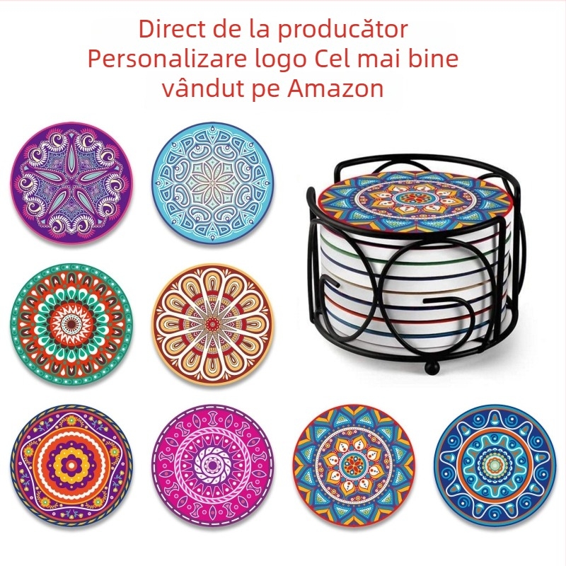 Covoraș rotund din plută, izolație termică, personalizabil în culori, suport ceramic absorbant pentru pahar