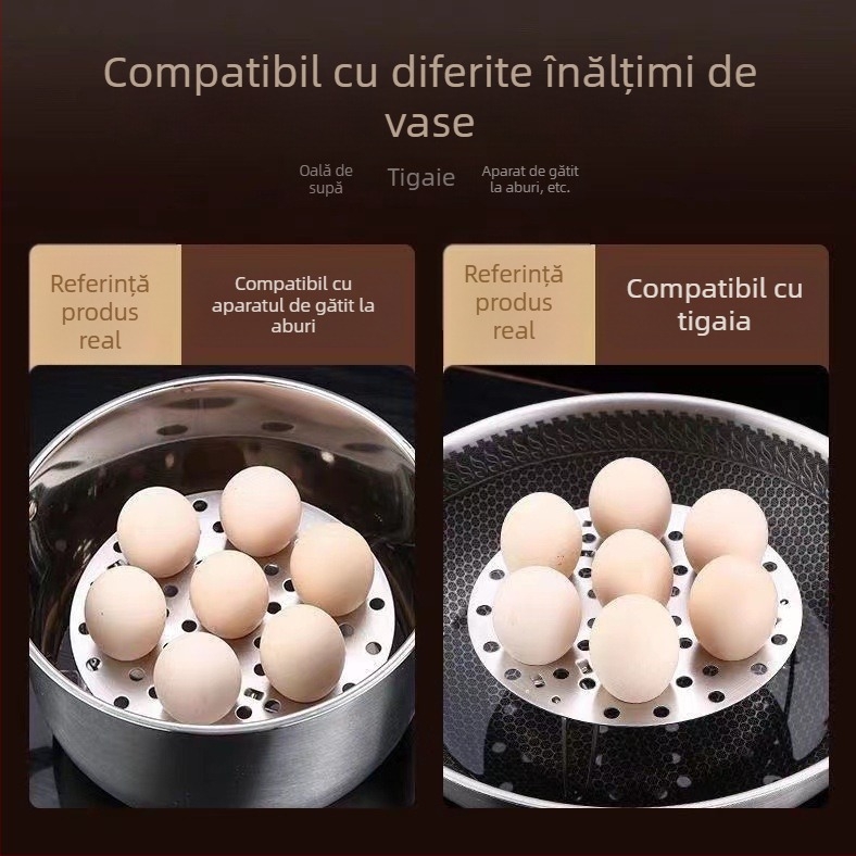 Suport din oțel inoxidabil, pliabil pentru bucătărie, vas de abur pentru ouă, coș de abur multifuncțional