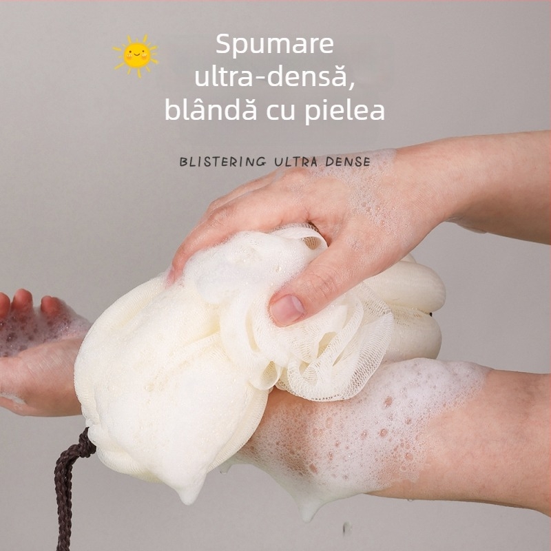 Minge de baie mare, în stil japonez, pentru masajul spatelui, cu formă de floare, moale și extensibilă, cu două mingi